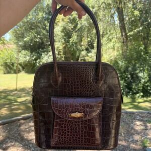 Italian Genuine Leather Hand Bag Brown Color Made In Italy